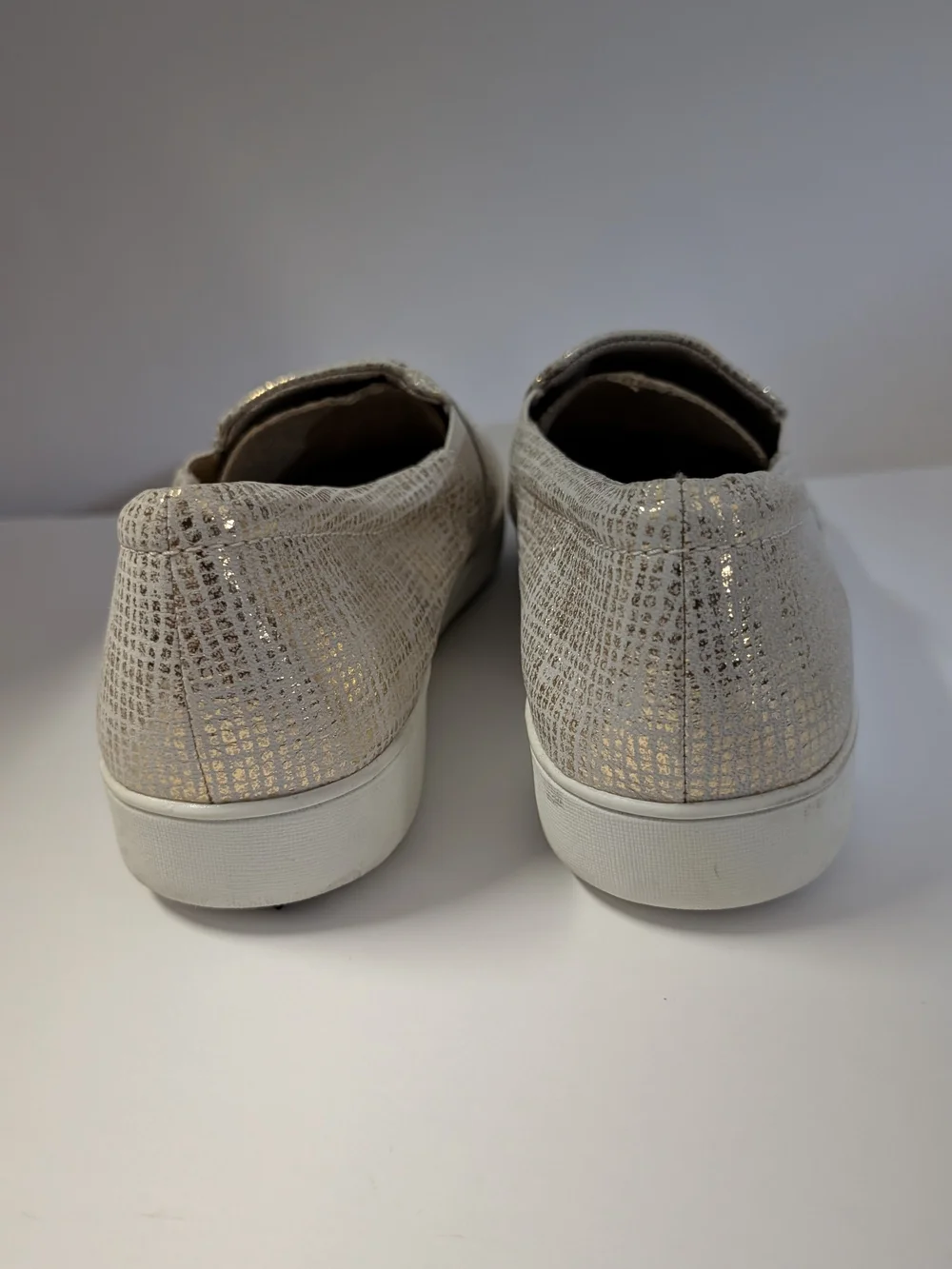 Metallic Textured Slip-On Sneakers - Neutral Metallic